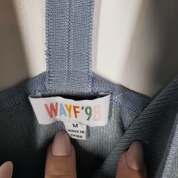 Wayf 98 Alicia T-Strap Sweater Knit Bodysuit M Blue - Picture 6 of 13